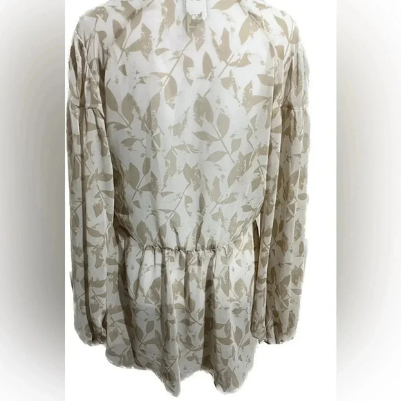 CAbi sheer cream and tan floral blouse small - Picture 4 of 9